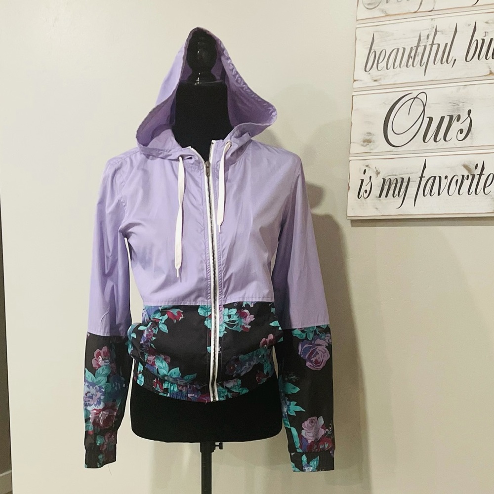 EMPCYRE Rain coat Purple floral SZ S